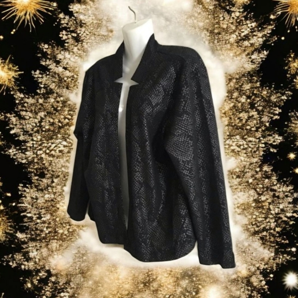 Bon Worth Jacket Snake Pattern Black Silver Size … - image 6